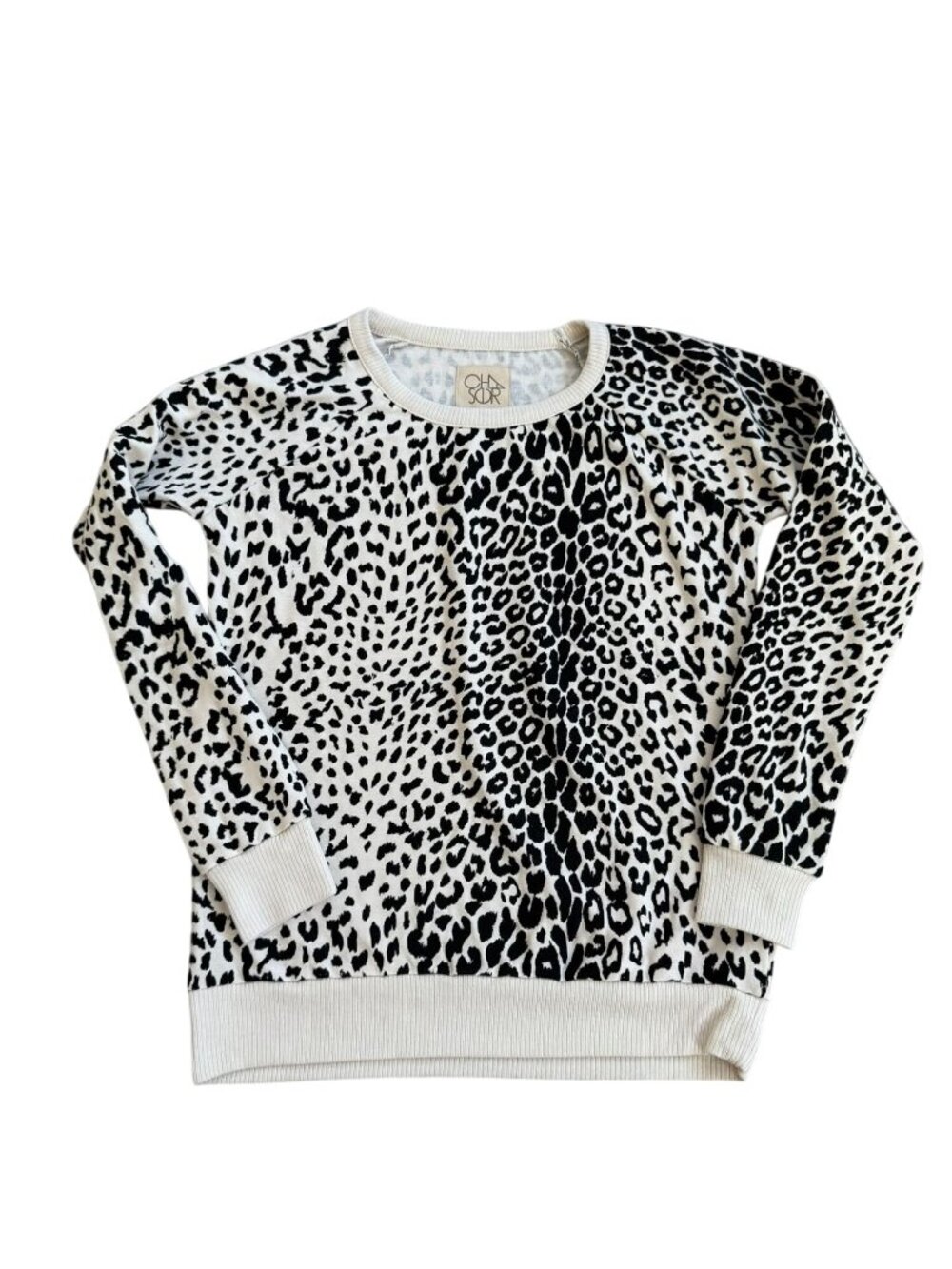 CHASOR Animal Print Crewneck Long Sleeve Top Size Small